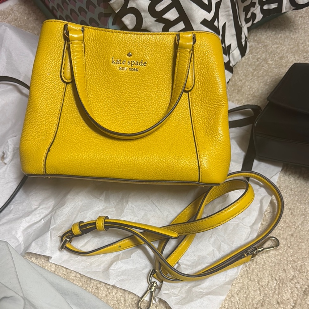 Kate Spade Yellow Satchel with Gold Accents